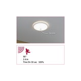 Round white LED ceiling light with built-in sensor and 90° motion detection for energy-efficient lighting