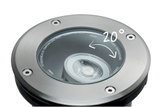 Spot LED encastré rond en acier inoxydable brossé avec inclinaison de 20° pour éclairage extérieur