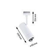 White metal LED spotlight with 154 mm height and 60 mm diameter, modern indoor lighting fixture