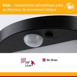 Détecteur de mouvement noir avec angle de détection de 120° et portée de 1,5 m pour commutation automatique