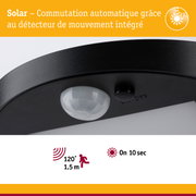 Détecteur de mouvement noir avec capteur solaire intégré pour commande automatique de l'éclairage intérieur