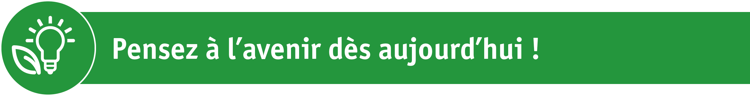 Bannière verte avec icône blanche d'économie d'énergie et texte sur la pensée durable pour classe énergétique A