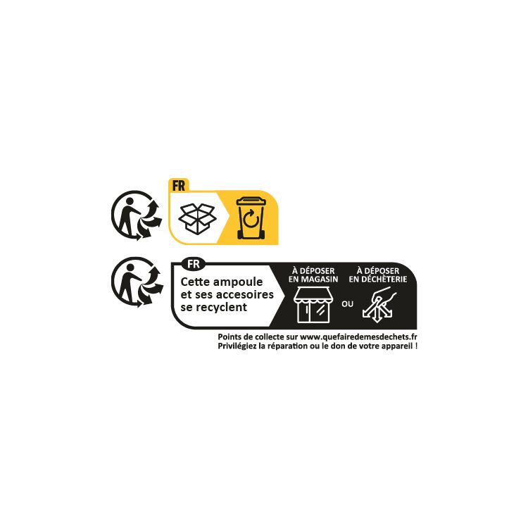 Instructions pour le recyclage des ampoules et accessoires avec points de collecte et consignes