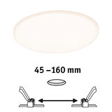 Round white LED ceiling light with adjustable installation size 45 to 160 mm for living spaces