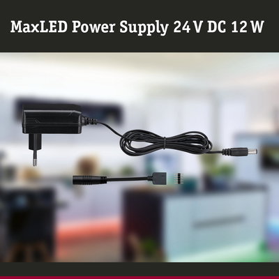 MaxLED voeding 24 V DC 12 W zwart met kabel en connector voor LED-verlichting