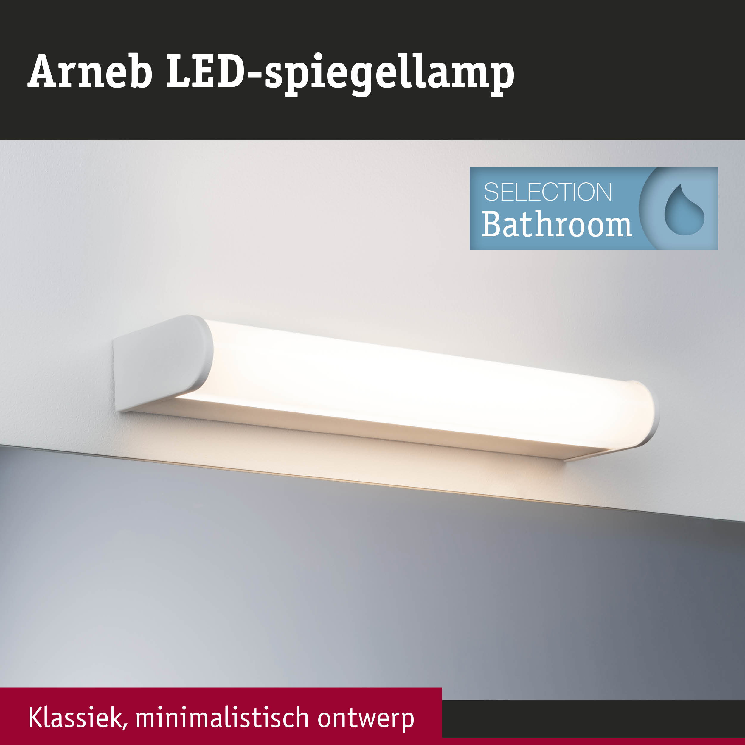 Arneb LED-spiegellamp in wit met klassiek, minimalistisch ontwerp voor badkamerverlichting