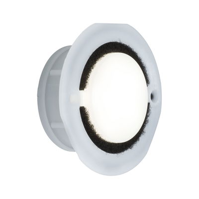 Witte kunststof inbouwspot met zwarte afdichtring, LED-verlichting voor binnen