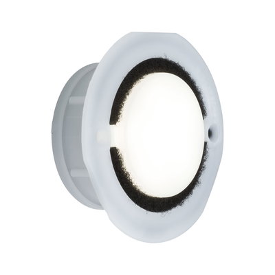 White plastic recessed spotlight with black sealing ring, LED lighting for indoor use