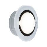 White plastic recessed spotlight with black sealing ring, LED lighting for indoor use