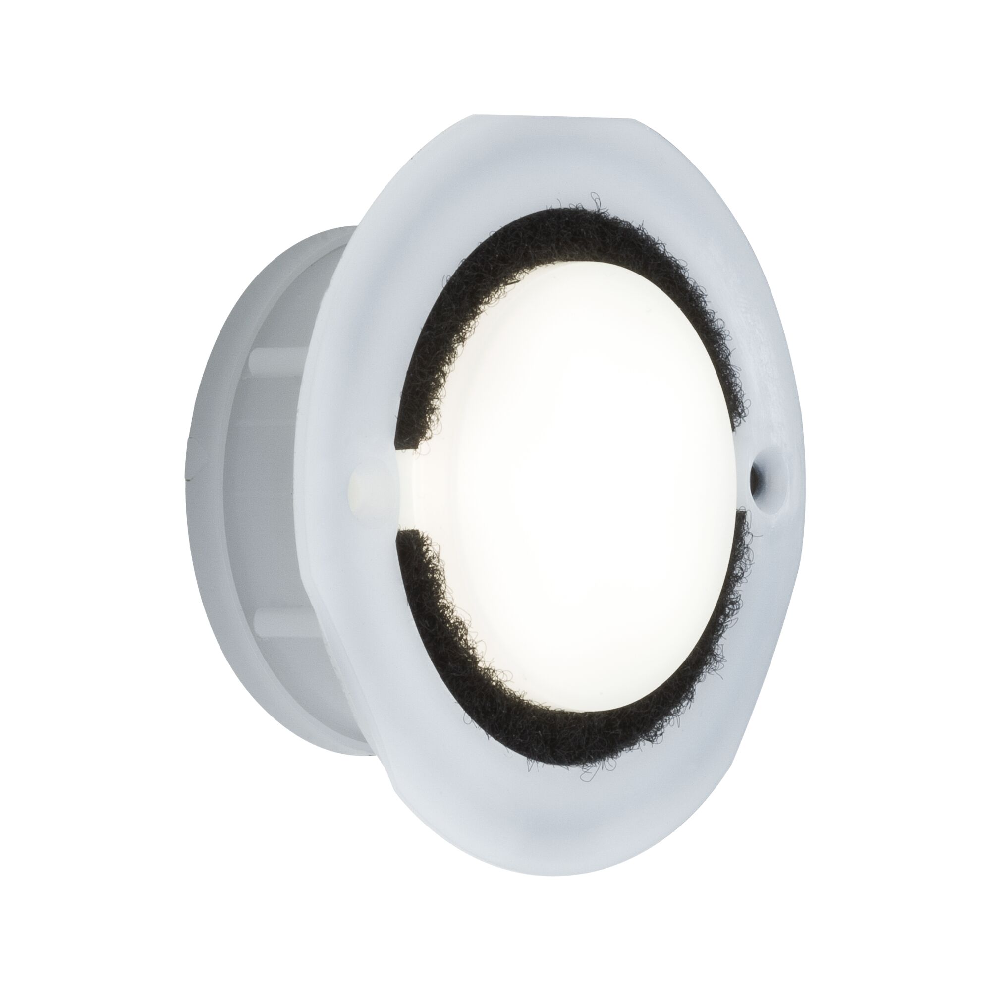 LED-wandinbouwlamp Special Line IP65 rond 76mm 1,4W 60lm 230V 4000K Opaal Witte kunststof inbouwspot met zwarte afdichtring, LED-verlichting voor binnen