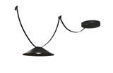 Schwarze LED-Deckenleuchte mit konischem Metallschirm und textilummanteltem Kabel für moderne Innenräume