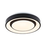 Plafonnier rond en métal noir avec LED blanc chaud et design moderne pour éclairage intérieur