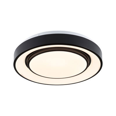 Plafonnier rond en métal noir avec LED blanc chaud et design moderne pour éclairage intérieur