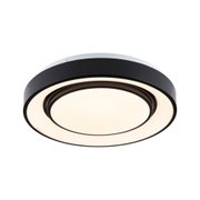 Round black metal ceiling light with warm white LED and modern design for indoor lighting