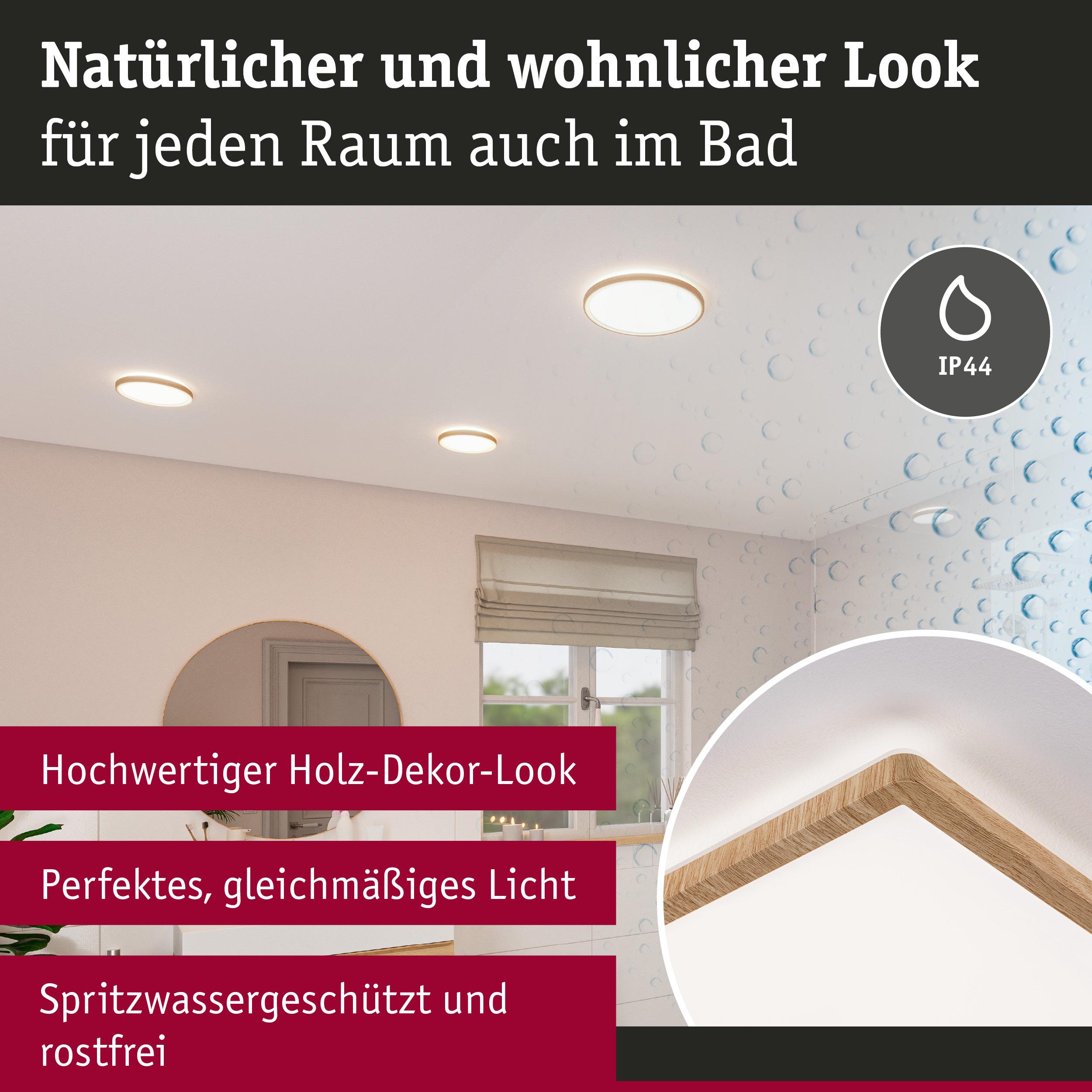 Runde Deckenleuchten mit Holz-Dekor-Look, spritzwassergeschützt IP44, für Badezimmer und Wohnräume