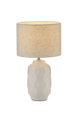 Lampe de table avec pied en céramique crème et abat-jour en tissu beige pour éclairage chaleureux