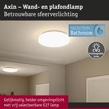 Axin ronde witte plafond- en wandlamp voor badkamer met verwisselbare E27-lamp voor sfeerverlichting
