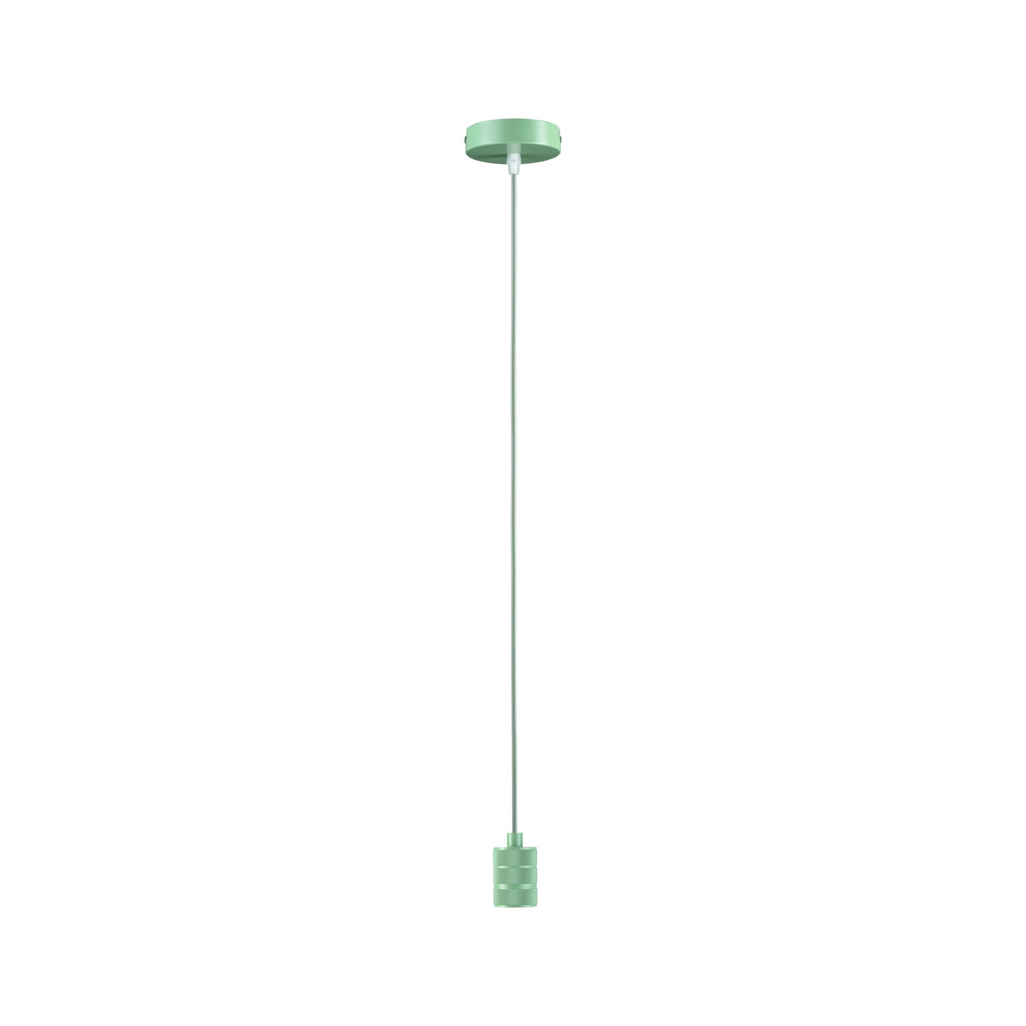 Green metal pendant light with long cord for modern home lighting solutions