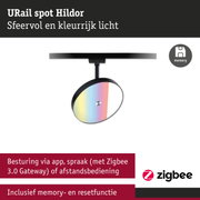 URail spot Hildor zwart metaal met kleurrijk licht voor slimme Zigbee app- en spraakbediening