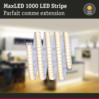 Bande LED MaxLED 1000 en blanc chaud avec bande flexible pour éclairage LED extensible