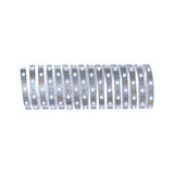 Flexible white LED strip with silver base for modern lighting applications and decoration.