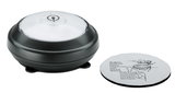 Black LED light with clear cover and adhesive pad with instructions for easy installation