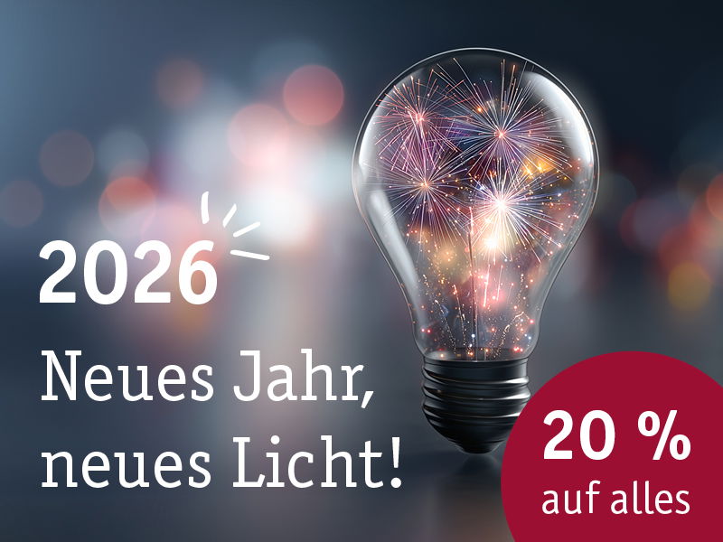 Ampoule avec feux d'artifice symbolisant nouvelle lumière et 20 % de réduction sur l'éclairage 2026
