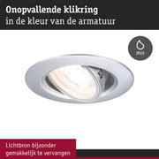 Ronde inbouwspot van zilverkleurig metaal met IP23 en eenvoudig te vervangen lichtbron