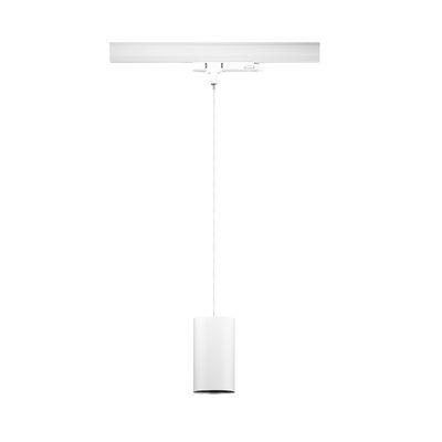 Moderne hvid metal LED pendel med cylindrisk design til skinnesystemer