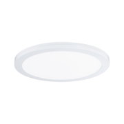Round white LED ceiling light with plastic frame for modern indoor lighting