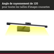 Applique LED noire avec angle de rayonnement de 120 degrés et projection lumineuse jaune pour décoration murale