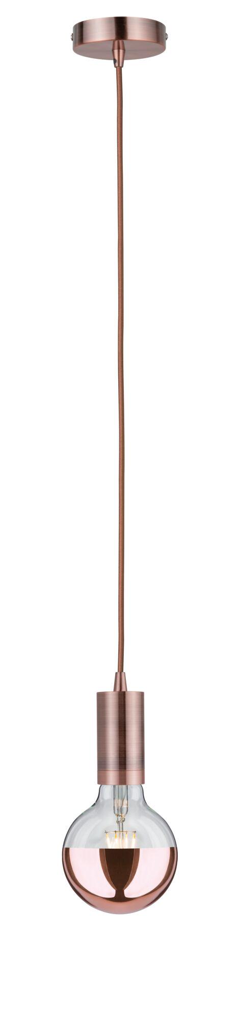Hanglamp met koperen fitting en halfspiegelende glazen lamp voor moderne binnenverlichting