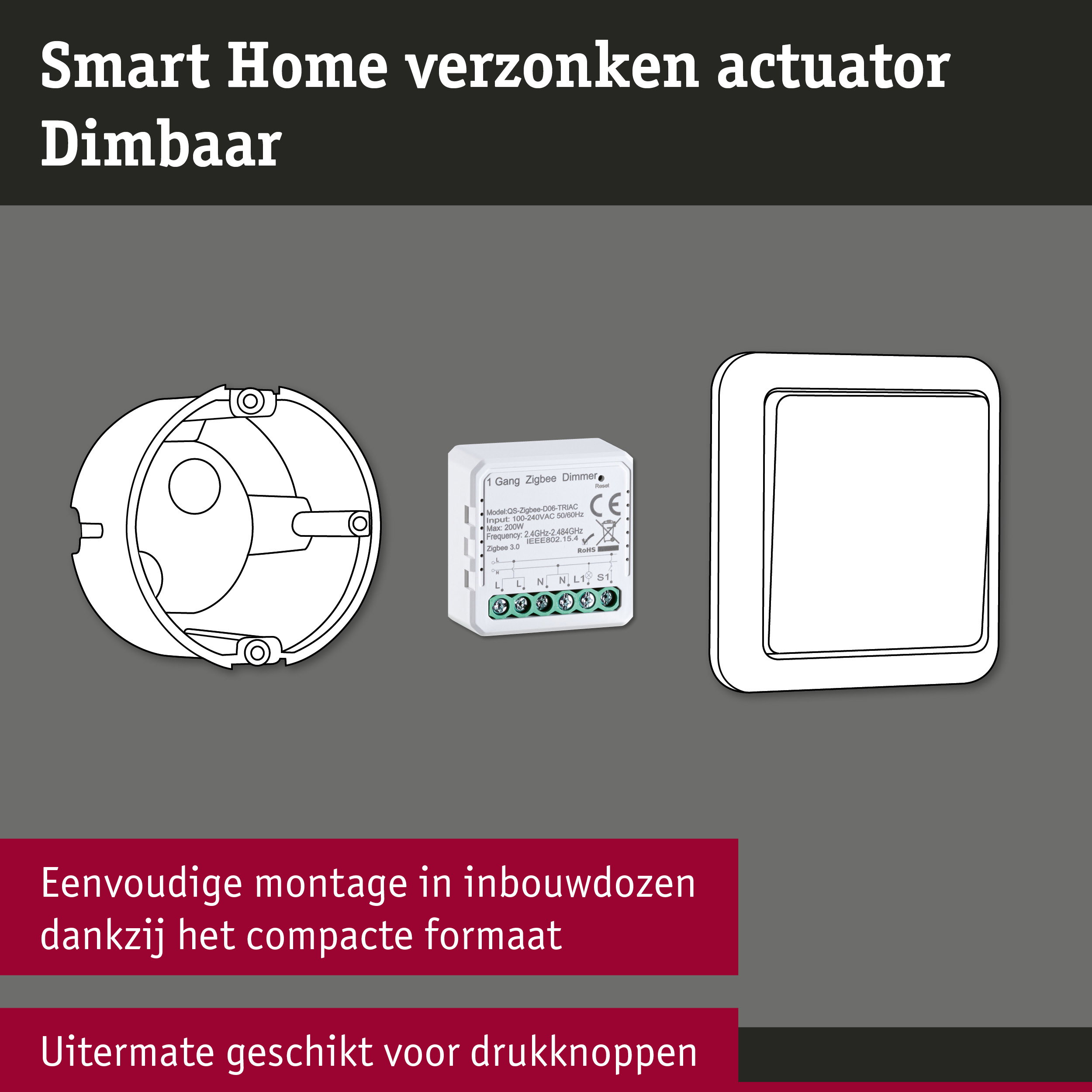 Verzonken actuator Smart Home Zigbee 3.0 Dim Wit