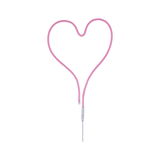 Pink LED neon light shaped as a heart made of flexible material for decorative lighting and room design
