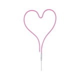 Pink LED neon light shaped as a heart made of flexible material for decorative lighting and room design