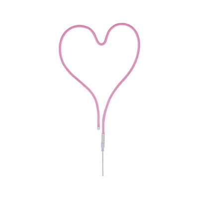 Pink LED light tube shaped as heart with white cable for decorative lighting use