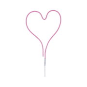 Pink LED light tube shaped as heart with white cable for decorative lighting use
