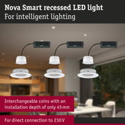 Nova Smart white recessed LED lights with black cable for intelligent home lighting