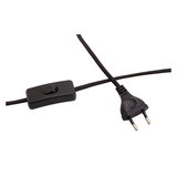 Black power cable with toggle switch and Euro plug for electrical devices and lighting