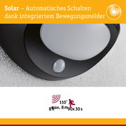 Solar LED Außenwandleuchte Sorova Dämmerungsgesteuerter Bewegungsmelder (IR) IP44 230x125mm 3000K 3,5W 220lm 3,7V Anthrazit Kunststoff