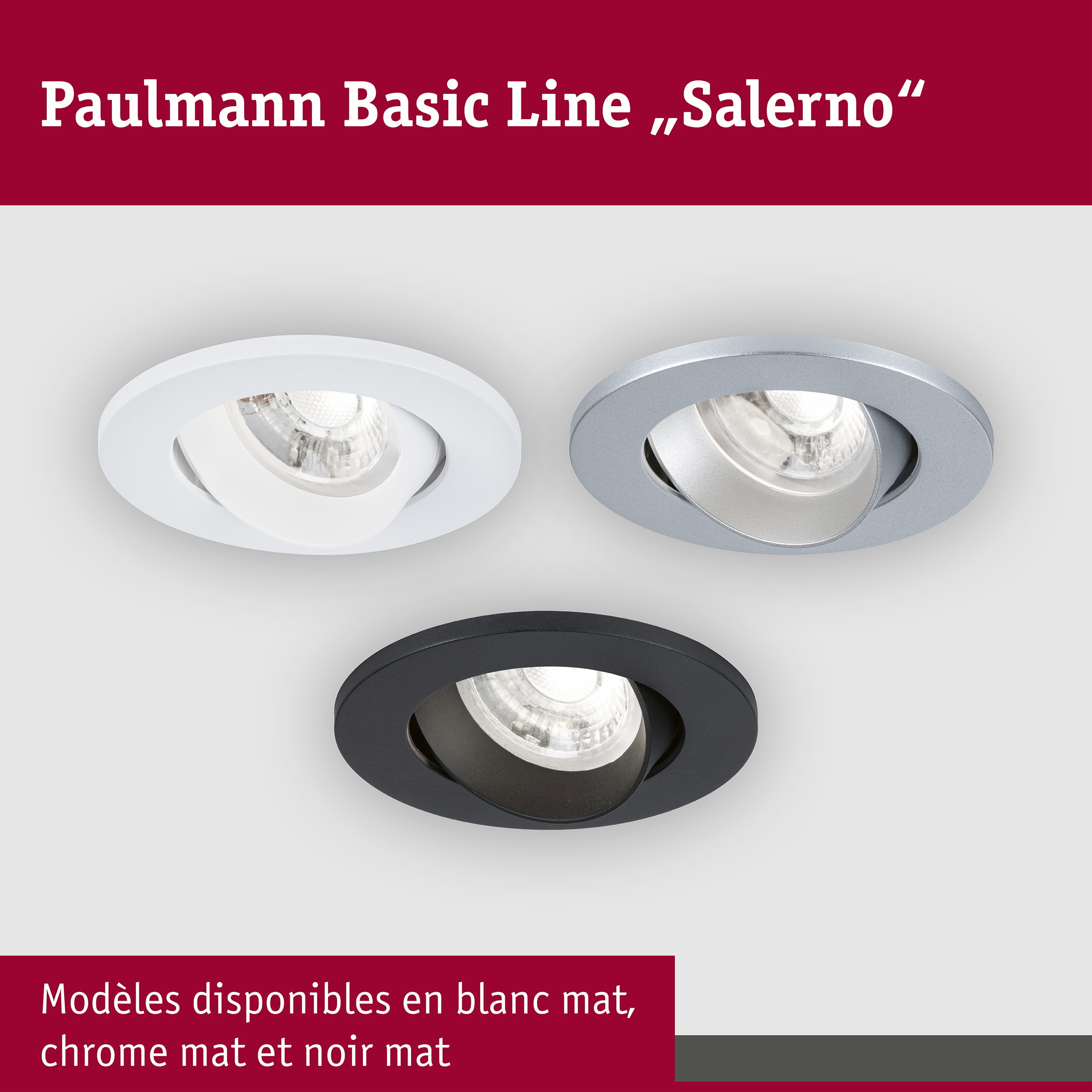 Spot encastré LED Salerno 4000K 67mm 3x204lm 3x2,9W Noir mat