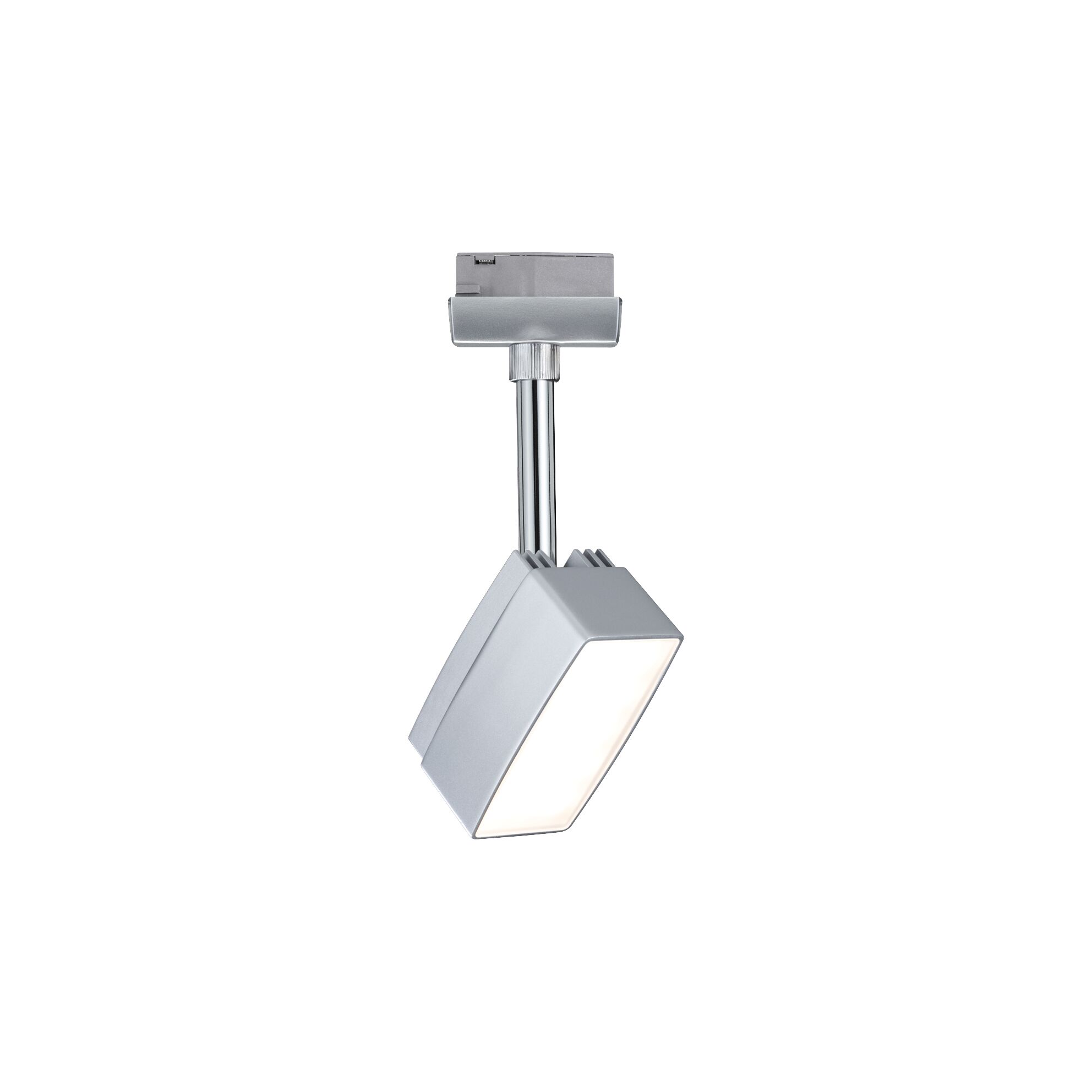Moderner quadratischer LED-Strahler in Silber aus Metall für flexible Beleuchtung im Innenbereich