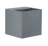 Gray square outdoor wall light made of metal with textured surface for modern lighting solutions