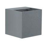 Gray square outdoor wall light made of metal with textured surface for modern lighting solutions