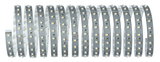 Flexibler LED-Streifen mit weißen LEDs auf grauem Trägerband für moderne Lichtakzente.