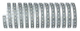 Bande LED flexible avec LEDs blanches sur support gris pour éclairage moderne et décoratif.