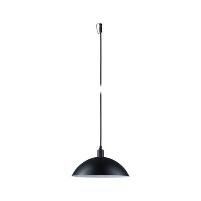 Black half-dome metal pendant lamp with long cable for modern indoor lighting