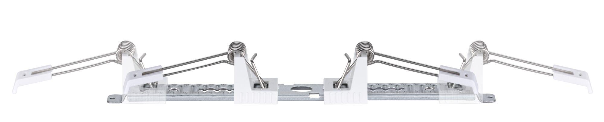 Metal mounting bracket with white plastic clips and springs for LED recessed spotlight installation