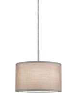 Pendant lamp with beige fabric shade and silver metal holder for modern home lighting