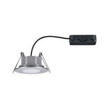 Ronde grijze LED-inbouwspot met zwarte kabel en schakelaar voor moderne verlichting